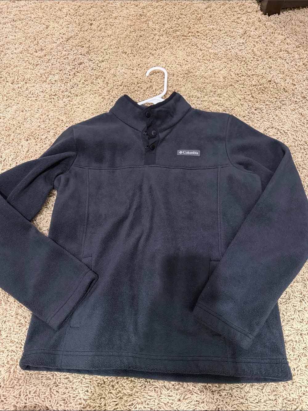 Columbia Boys Black Button-Neck Fleece Zip-Up Sweater
